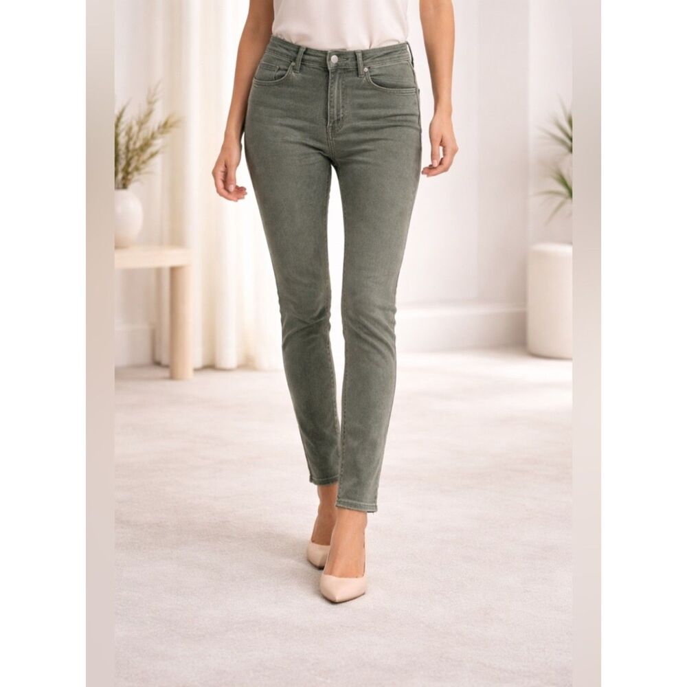 NYDJ Ami Skinny Jeans Womens Size 8 Green Lift Tuck Water Conscious Denim
